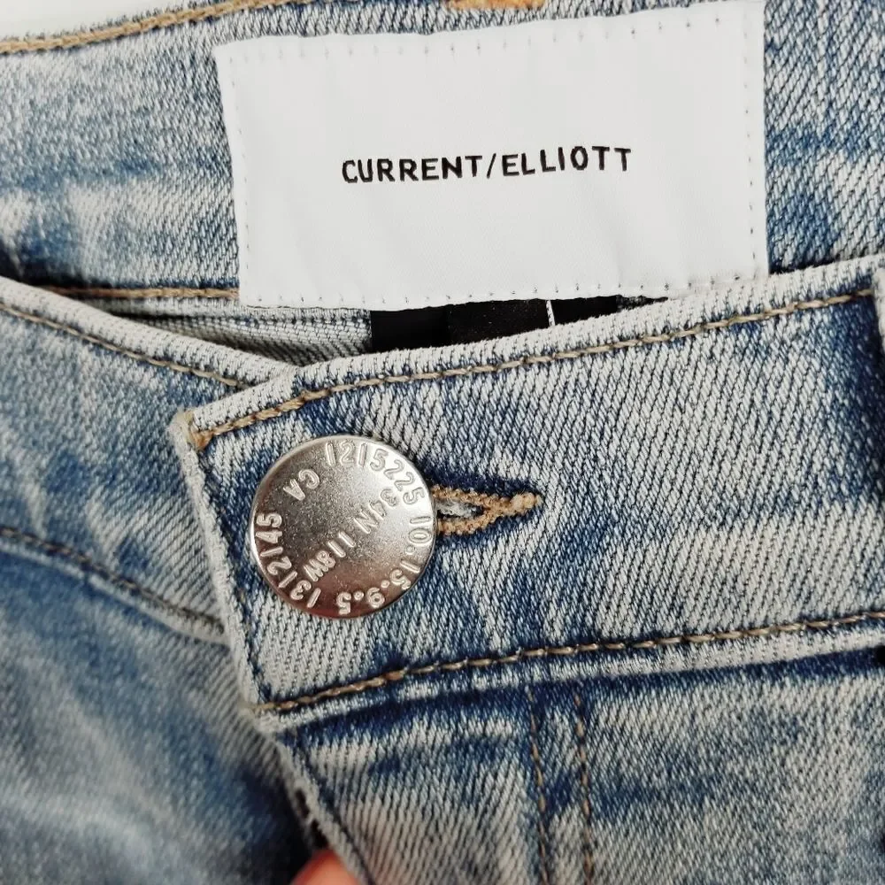 Current Elliot The Cut Bermuda Long Denim Blue Jean Shorts NWT Size 25